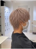 ブリーチ/ミルクティー/ベージュ/センターパート