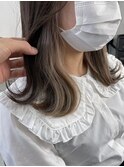 インナーカラーミディアムショコラベージュボブウルフグレージュ