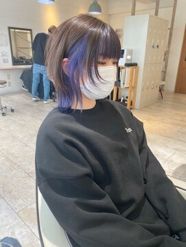 リーフ 王寺店(LEAF≠) 『ミディアムウルフ×インナーブルー』