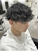 メンズマッシュパーマ波巻スパイラルパーマニュアンスパーマ眉毛