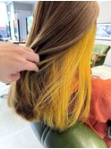 【gram】インナーカラー_派手髪_イエローカラーy