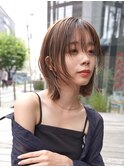 ミディアムレイヤーカットボブウルフ/10代20代/インナーカラー