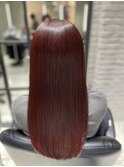カーディナルレッドに高濃度ケラチン髪質改善