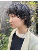 【ステップボーンカット】ボブウルフ/パーマ/黒髪