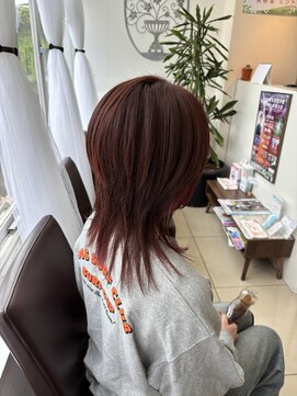 ミント(minto) ウルフレイヤーカシスカラー/レイヤーカット/カット/赤20代30代