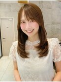 セミロング30代40代ストレートレイヤー前髪なし前髪あり表参道