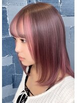 アース 会津若松店(HAIR&MAKE EARTH)&nbsp;ダークブラウン×レッドピンクのアンブレラカラー