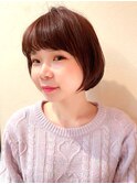 キュートショートボブ/暖色系カラー/ミストバング