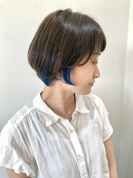 フォーク FOLK 【FOLK】透明感インナーブルー☆似合わせ奥行きショート♪