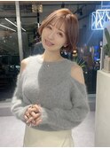 ミルクティーピンク×韓国風ショート×シースルーバング☆
