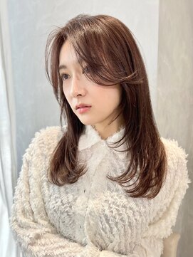 エムスラッシュ みなとみらい馬車道店(M SLASH) かきあげバング/ベージュピンク/エアストレート/馬車道