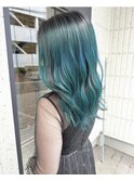 ターコイズグリーン_オンブレ
