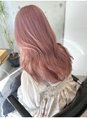 渋谷ピンクベージュカラーペールピンクカラー顔周りレイヤー30代