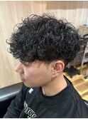 外人風パーマ、強め
