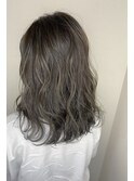 プラチナアッシュ＿くせ毛風,ヘアアレンジ,クラシカル
