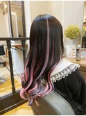 【シールエクステ】ピンク&ペールパープルハイライト