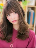 ★キャラメルベージュ韓国風抜け感小顔ロング20代30代40代★8