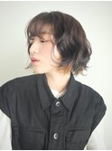 インナーカラー×癖毛風パーマボブ