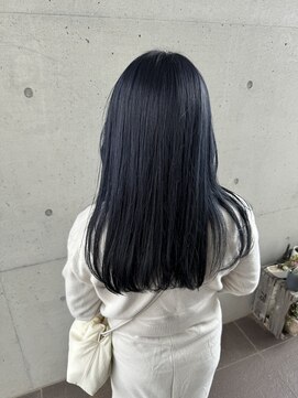 アチーブ ヘア デザイン(achieve hair design) 暗髪アッシュカラーナチュラルストレートセミロング20代30代40代