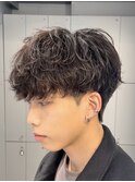 渋谷シャドウパーマメンズマッシュウルフカットルーズパーマ