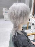 ツーブロックマッシュウルフショート/ホワイトシルバー