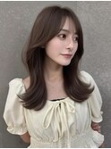 レイヤーボブ/ミルクグレージュ/韓国巻き/結べるレイヤーカット