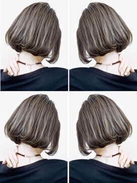 トルネード(TORNADO) 外国人風ボブ ハイライトグラデーション グレージュ 外ハネ