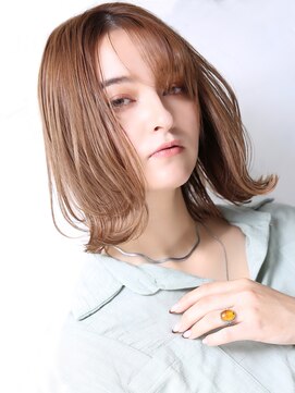 クラッチムク 博多口(CLUTCH muk.) 大人可愛い小顔美髪ツヤ髪センター分けボブくすみブラウンA4