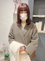 ラミエバイメルト 下北沢(lamie by melt)&nbsp;村上/ピンクブラウン顔周りレイヤーウルフボブ前髪カット20代