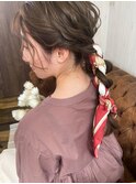【 Blowfy 】結婚式 編みおろし スカーフ ヘアアレンジ