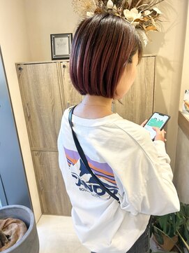 ミリィ 四日市(mily) ミニボブ×ピンクブラウン@moe