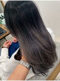 バレイヤージュ/マットベージュ/レイヤーカット
