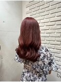 美髪　チェリーブラウン　巻き髪