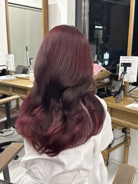 ハピネス 梅田茶屋町店(HAPPINESS) レイヤーカット/韓国ヘア/ブリーチなし/暖色カラー/ワインレッド