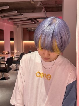 ダズリングディア(Dazzling Deer) メンズ/ペールパープル/ブリーチ/マッシュショート/デザイン