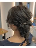 ナチュラル可愛い編み込みアップスタイル
