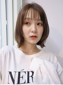 黒髪オリーブグレーココアベージュクラゲヘアー小顔ボブルフ前髪
