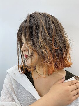 リグフクオカ(L.I.G fukuoka) 【L.I.G fukuoka】切りっぱなしボブ×デザインカラー