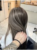前髪アンブレラカラーこなれミディイメチェンウェーブパーマ