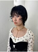 黒髪ウルフパーマ