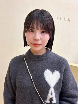 スニュウ(snuw) 切りっぱなしボブマロンベージュラベンダーミルクティ