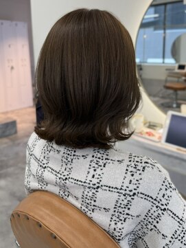 カノエ 福岡香椎店(canoe) オリーブグレージュ くびれボブ 外ハネボブ 艶髪 美髪 20代30代