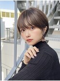 前髪小顔ニュアンスカラー大人ショートボブヘア20代30代40代