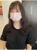 ラベンダーグレージュ/カシスブラウン×ふんわりミディ