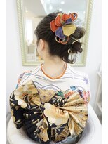振袖着付け　ポニーアレンジヘアセット