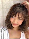 デザインカラー/シルキーベージュ/グレージュカラー/斜めバング