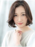 ことりベージュ大人フェミニンかきあげボブg古河20代30代40代