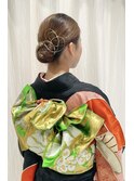 振袖水引ヘアアレンジタイトシニヨン