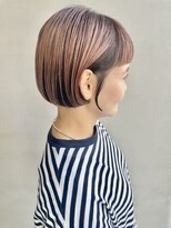 ヘアー アイス 御器所本店(HAIR ICI) デザインカラーインナーカラーペールピンクミニボブ切りっぱなし