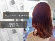 おすすめ３「髪質改善☆ミルボンTR」＋「チェリーレッドカラー」艶感のあるレッドカラーで後ろ姿も美しく